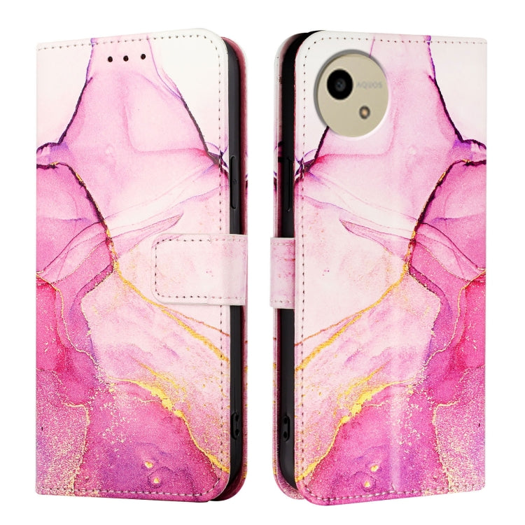 For Sharp Aquos Wish 4 SH-52E PT003 Marble Pattern Flip Leather Phone Case
