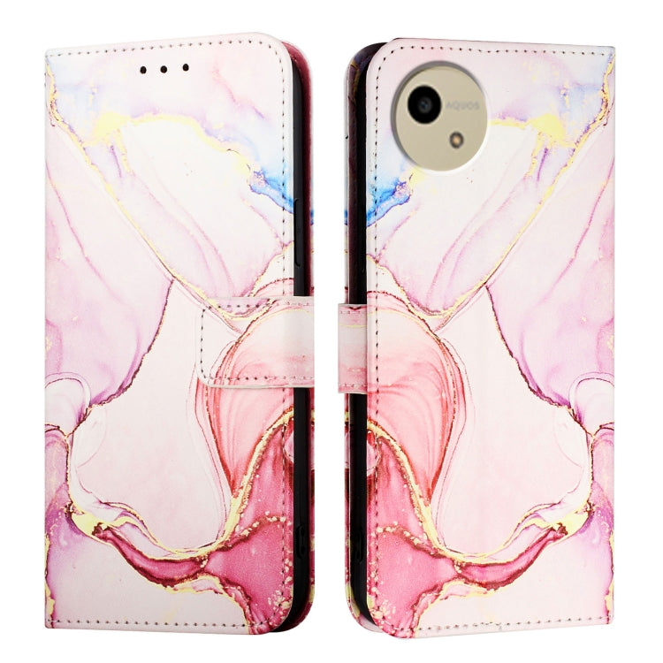 For Sharp Aquos Wish 4 SH-52E PT003 Marble Pattern Flip Leather Phone Case