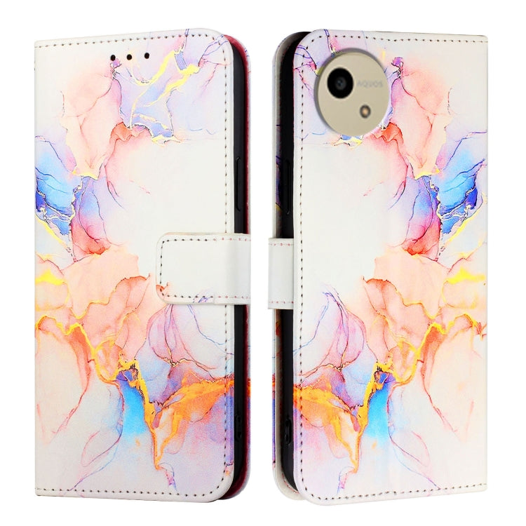 For Sharp Aquos Wish 4 SH-52E PT003 Marble Pattern Flip Leather Phone Case