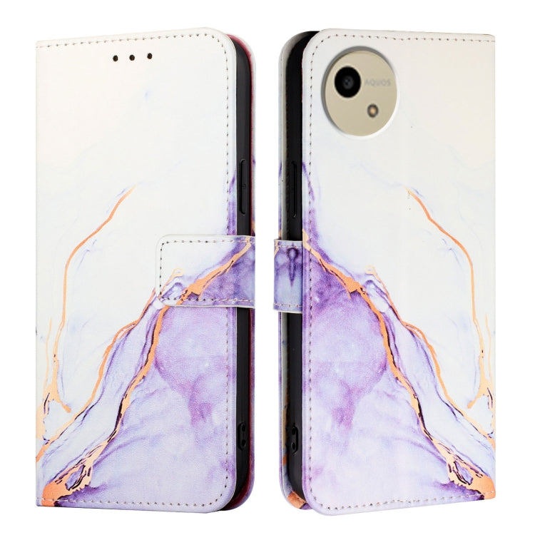 For Sharp Aquos Wish 4 SH-52E PT003 Marble Pattern Flip Leather Phone Case