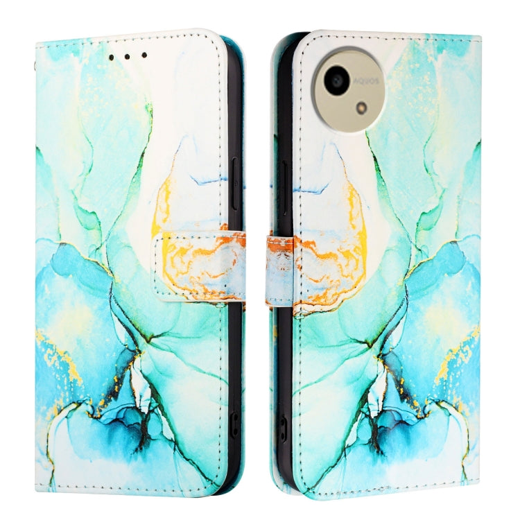 For Sharp Aquos Wish 4 SH-52E PT003 Marble Pattern Flip Leather Phone Case