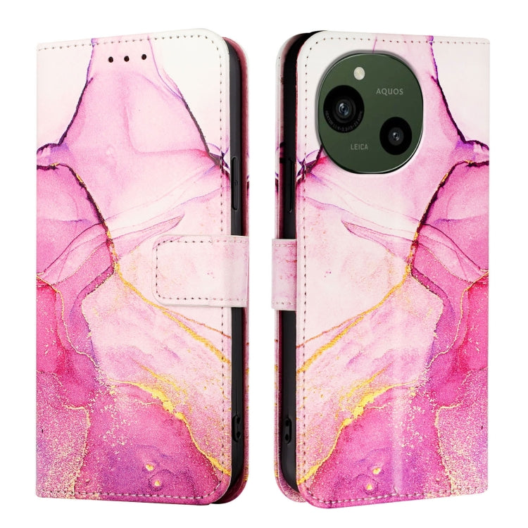 For Sharp Aquos R9 SH-51E PT003 Marble Pattern Flip Leather Phone Case