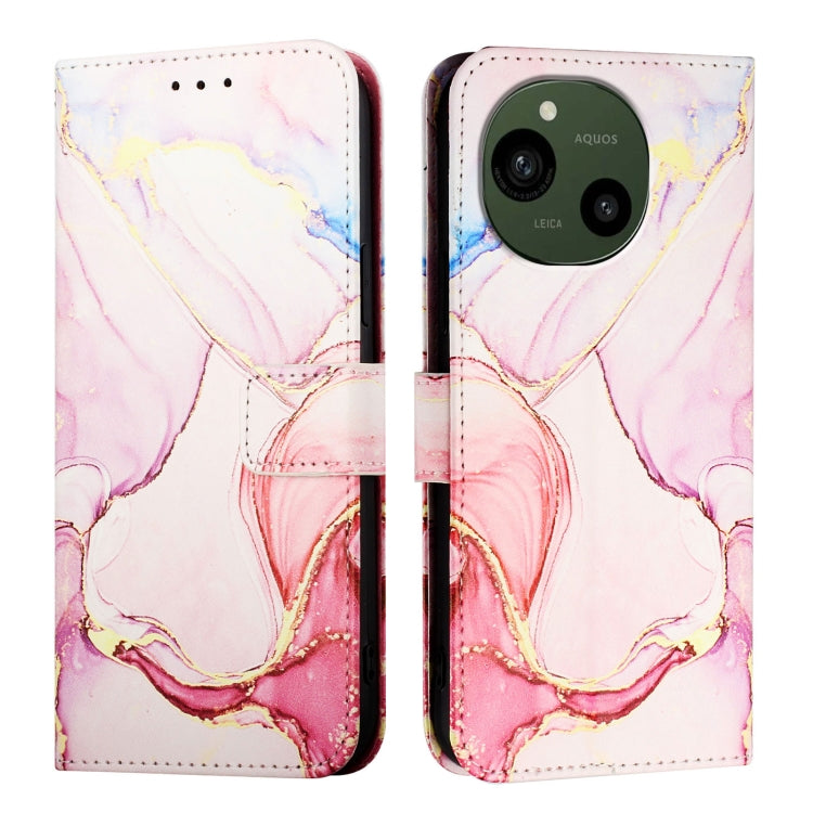 For Sharp Aquos R9 SH-51E PT003 Marble Pattern Flip Leather Phone Case