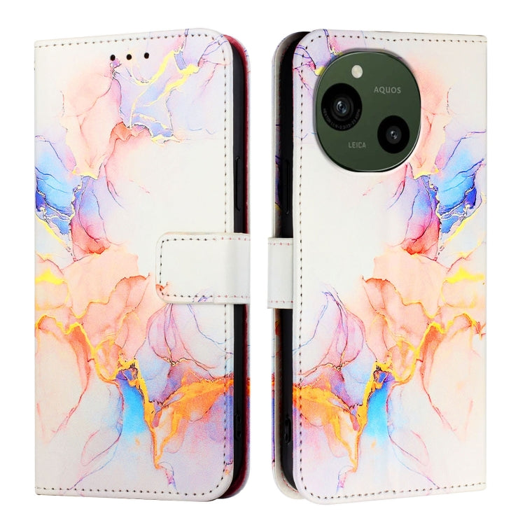 For Sharp Aquos R9 SH-51E PT003 Marble Pattern Flip Leather Phone Case