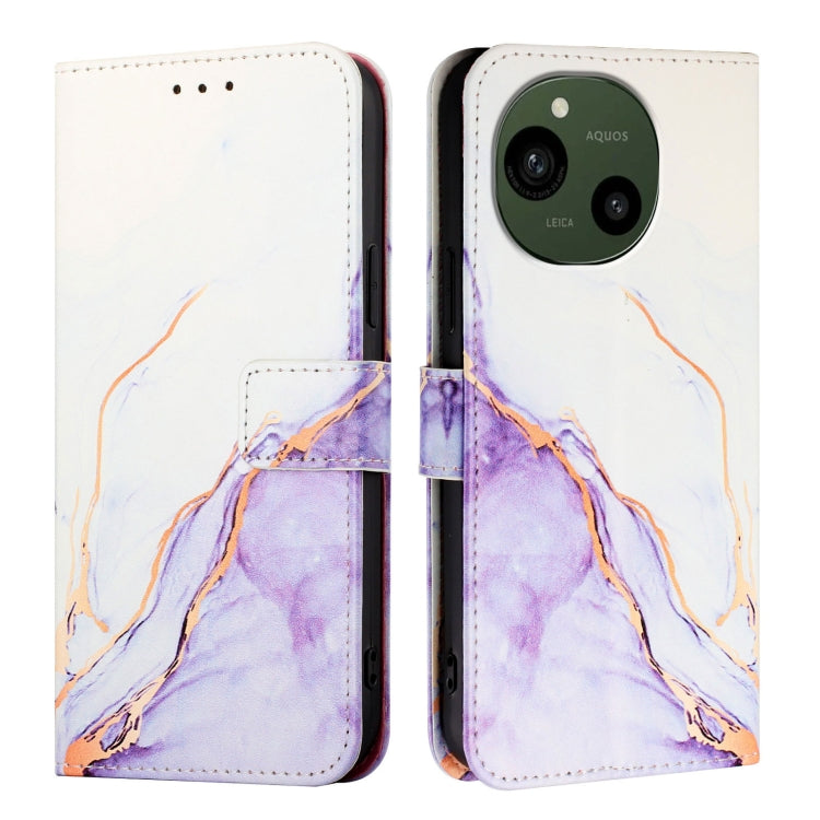 For Sharp Aquos R9 SH-51E PT003 Marble Pattern Flip Leather Phone Case