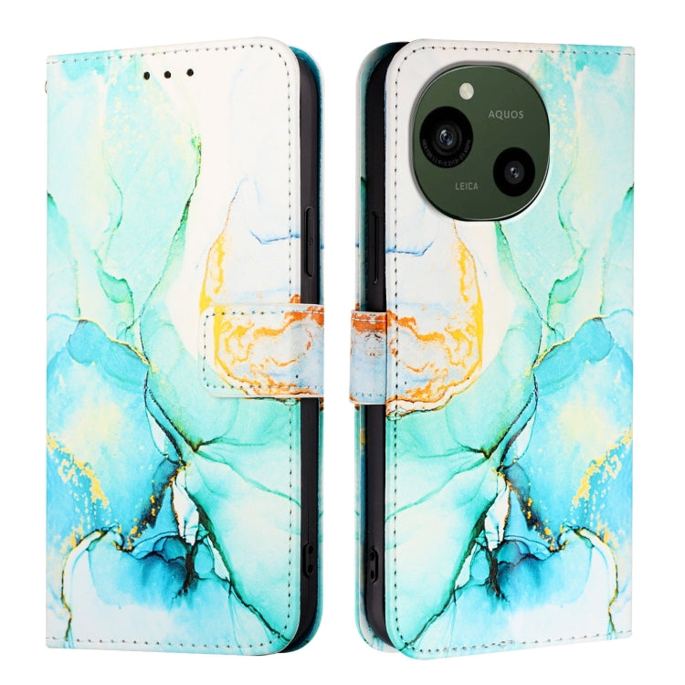 For Sharp Aquos R9 SH-51E PT003 Marble Pattern Flip Leather Phone Case
