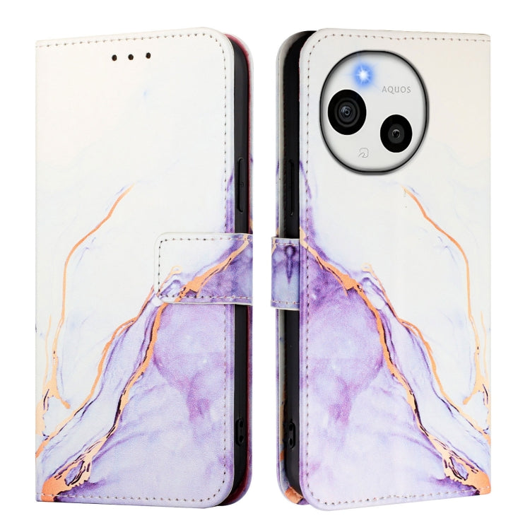 For Sharp Aquos Sense9 Plus PT003 Marble Pattern Flip Leather Phone Case