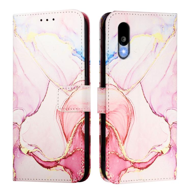 For Sharp Basio Active3 PT003 Marble Pattern Flip Leather Phone Case