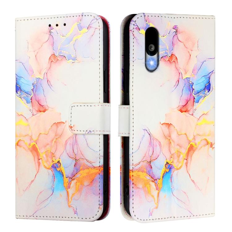 For Sharp Basio Active3 PT003 Marble Pattern Flip Leather Phone Case