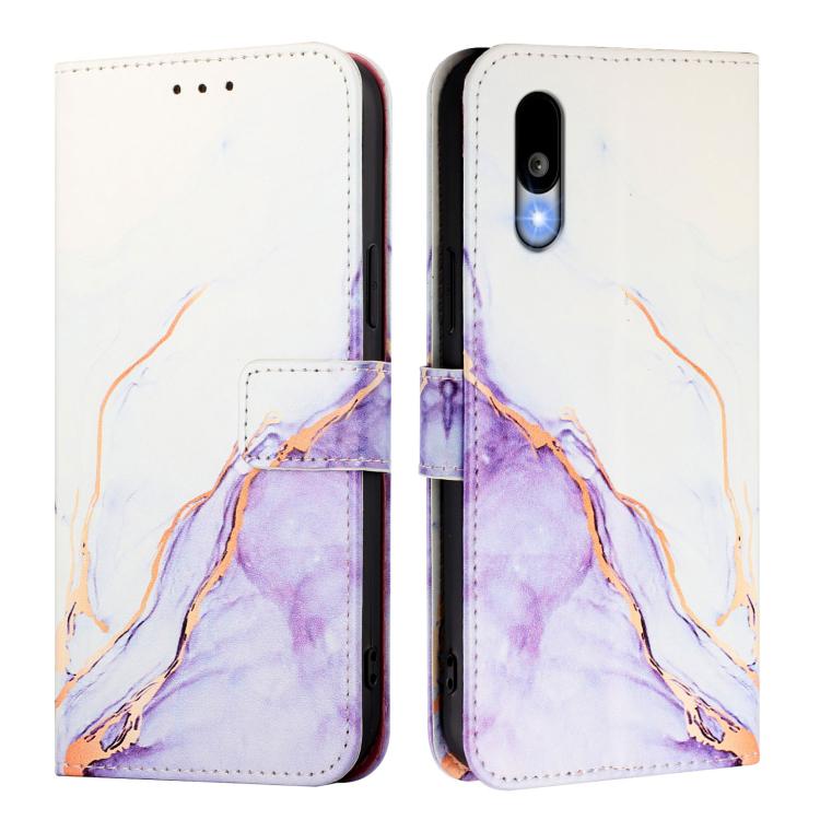 For Sharp Basio Active3 PT003 Marble Pattern Flip Leather Phone Case