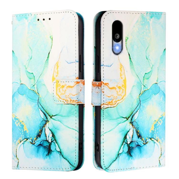 For Sharp Basio Active3 PT003 Marble Pattern Flip Leather Phone Case