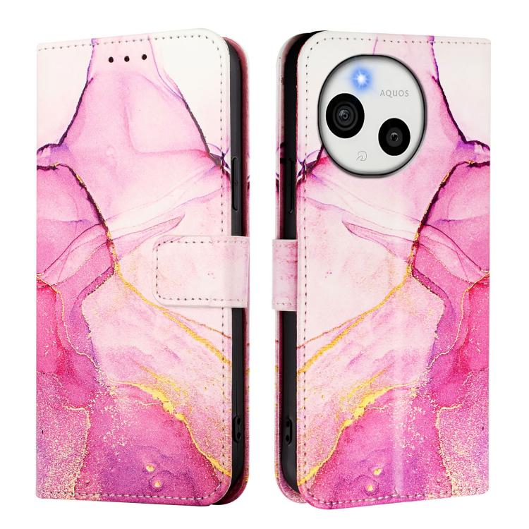 For Sharp Aquos Sense10 PT003 Marble Pattern Flip Leather Phone Case