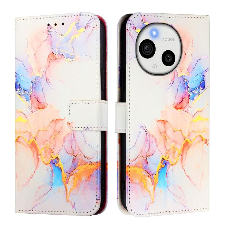 For Sharp Aquos Sense10 PT003 Marble Pattern Flip Leather Phone Case