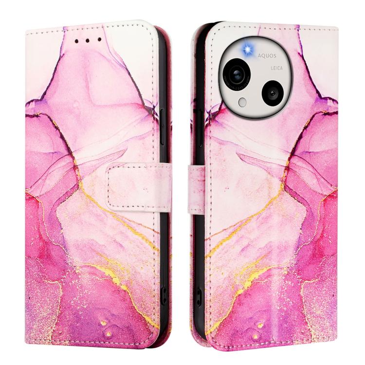 For Sharp Aquos R11 PT003 Marble Pattern Flip Leather Phone Case