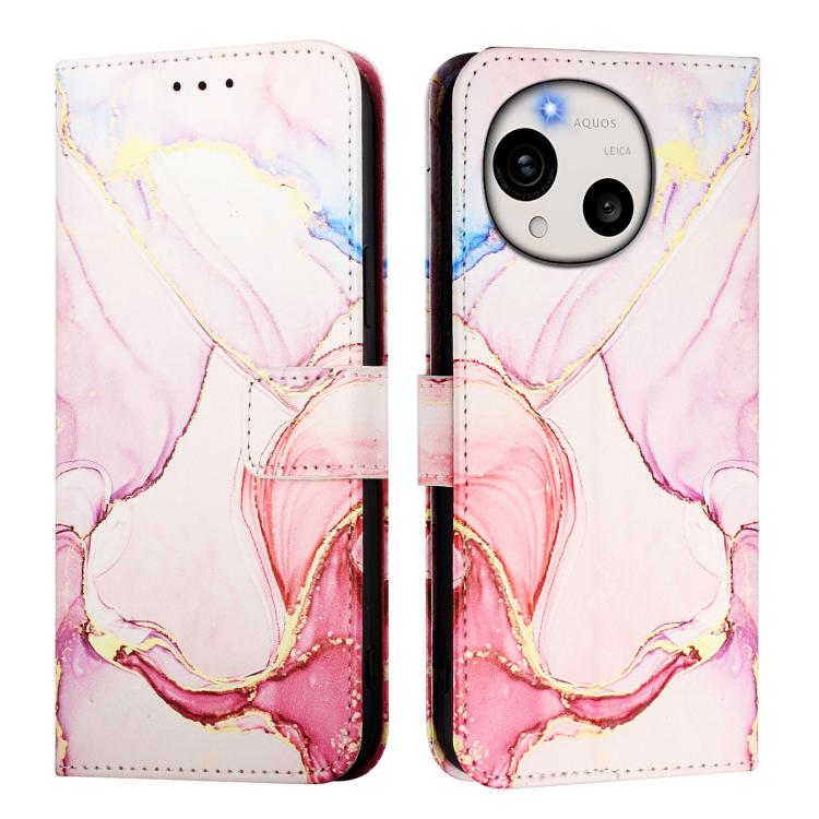 For Sharp Aquos R11 PT003 Marble Pattern Flip Leather Phone Case