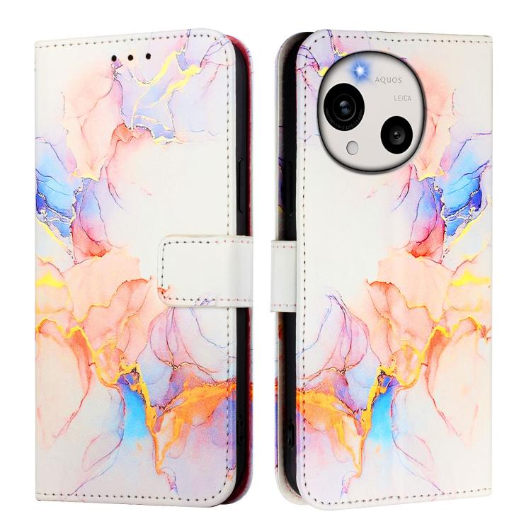 For Sharp Aquos R11 PT003 Marble Pattern Flip Leather Phone Case