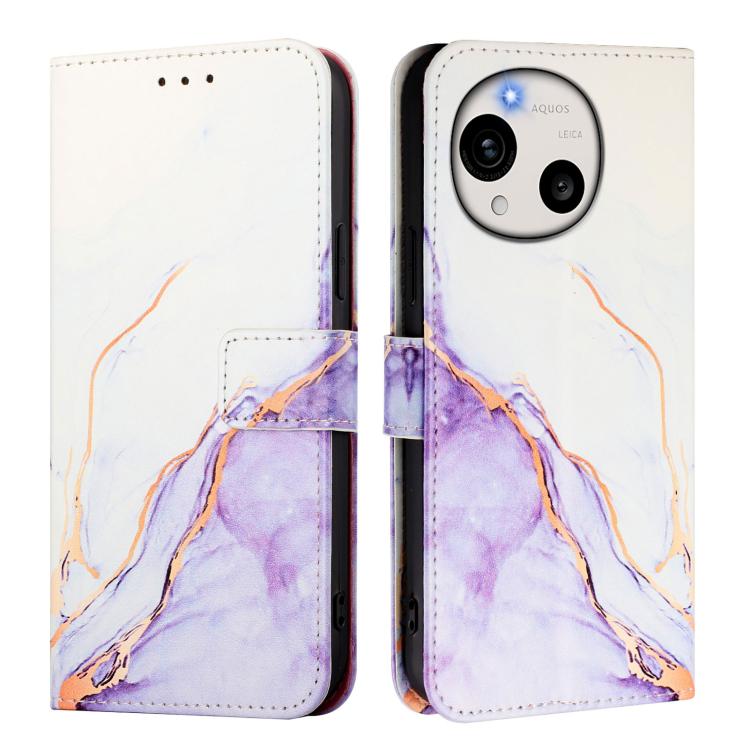 For Sharp Aquos R11 PT003 Marble Pattern Flip Leather Phone Case