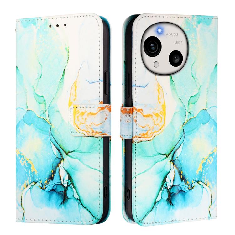 For Sharp Aquos R11 PT003 Marble Pattern Flip Leather Phone Case
