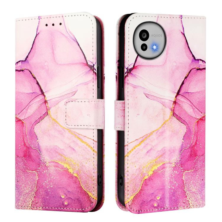 For Sharp Aquos wish6 PT003 Marble Pattern Flip Leather Phone Case