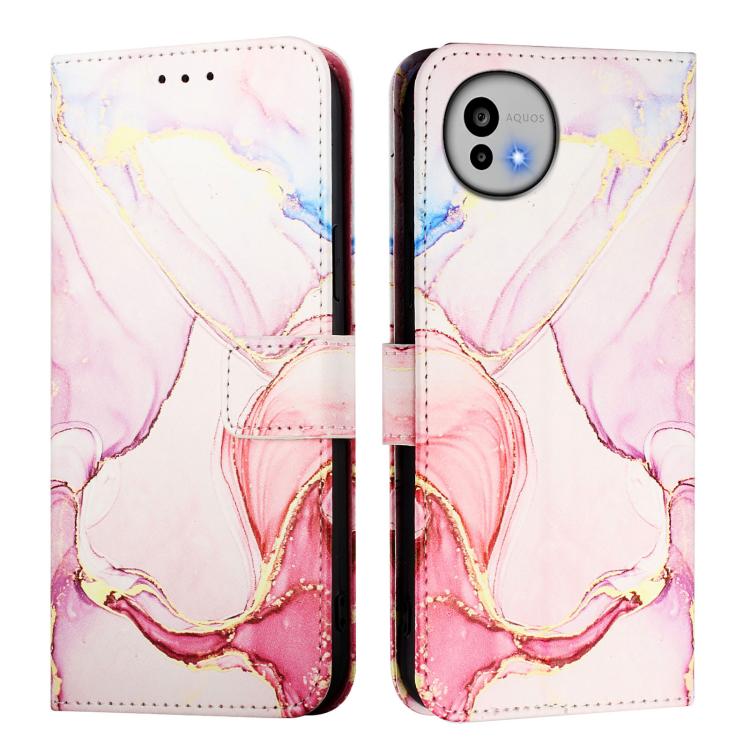 For Sharp Aquos wish6 PT003 Marble Pattern Flip Leather Phone Case