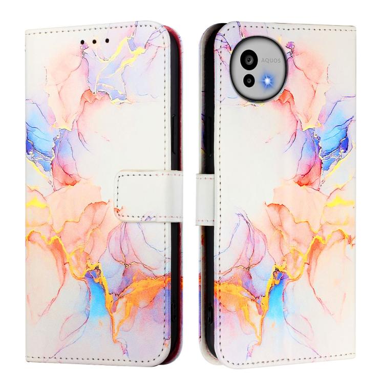 For Sharp Aquos wish6 PT003 Marble Pattern Flip Leather Phone Case