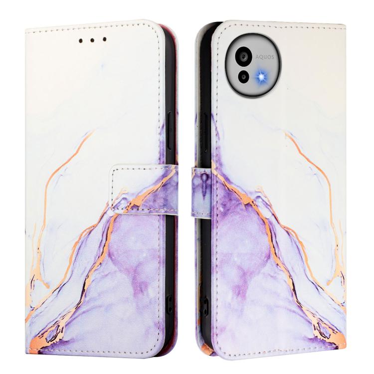 For Sharp Aquos wish6 PT003 Marble Pattern Flip Leather Phone Case