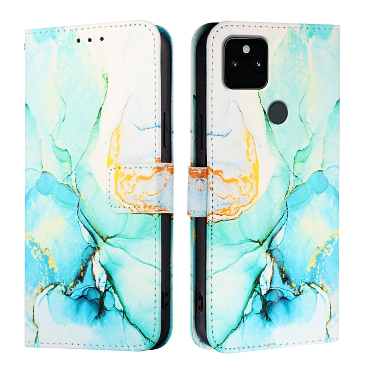 For Google Pixel 5a PT003 Marble Pattern Flip Leather Phone Case