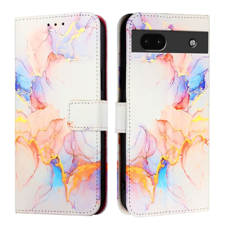 For Google Pixel 6a PT003 Marble Pattern Flip Leather Phone Case