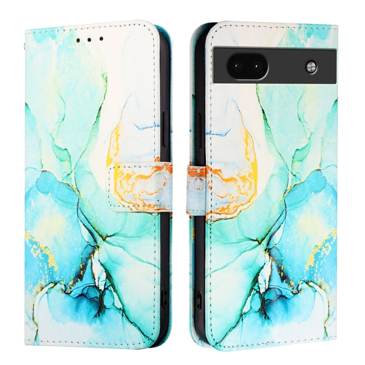 For Google Pixel 6a PT003 Marble Pattern Flip Leather Phone Case
