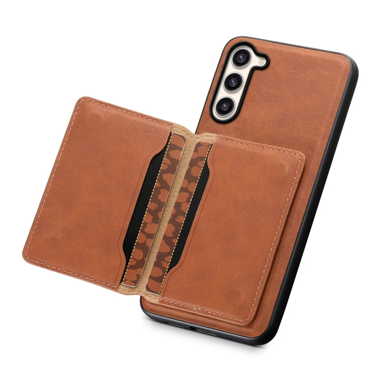 For Samsung Galaxy S23+ 5G Denior D13 Retro Texture Leather MagSafe Card Bag Phone Case
