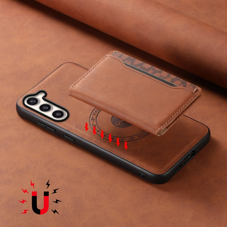 For Samsung Galaxy S23+ 5G Denior D13 Retro Texture Leather MagSafe Card Bag Phone Case