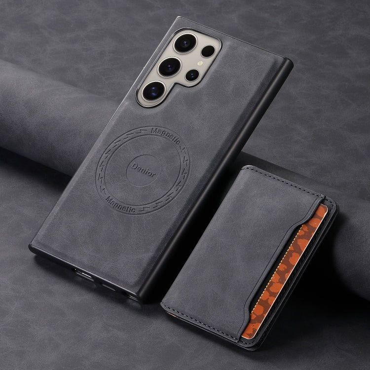 For Samsung Galaxy S23 Ultra 5G Denior D13 Retro Texture Leather MagSafe Card Bag Phone Case