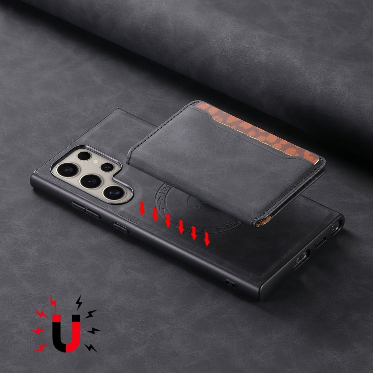 For Samsung Galaxy S23 Ultra 5G Denior D13 Retro Texture Leather MagSafe Card Bag Phone Case