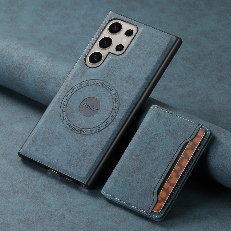 For Samsung Galaxy S23 Ultra 5G Denior D13 Retro Texture Leather MagSafe Card Bag Phone Case