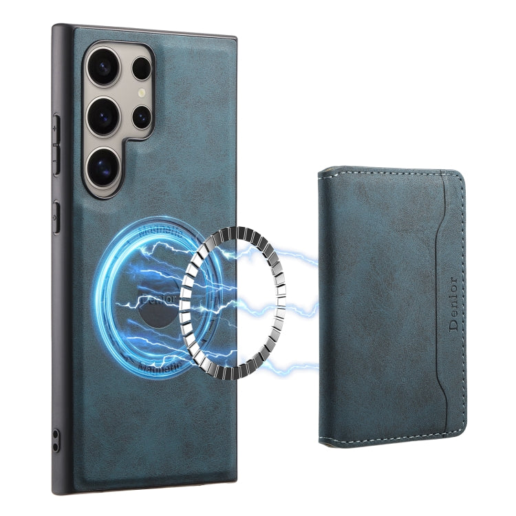 For Samsung Galaxy S23 Ultra 5G Denior D13 Retro Texture Leather MagSafe Card Bag Phone Case