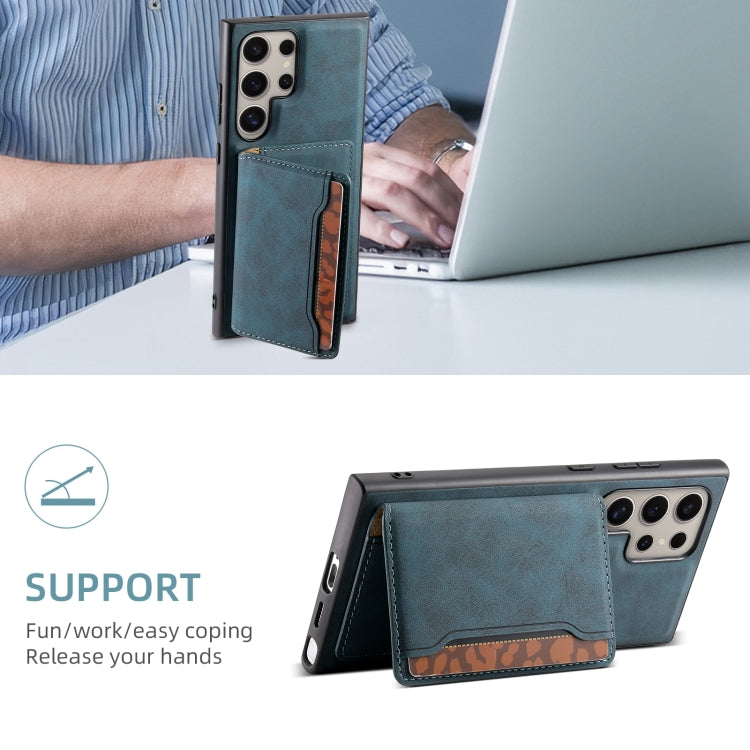 For Samsung Galaxy S23 Ultra 5G Denior D13 Retro Texture Leather MagSafe Card Bag Phone Case