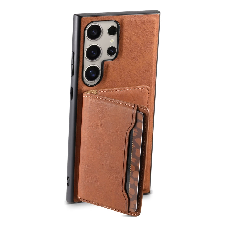 For Samsung Galaxy S23 Ultra 5G Denior D13 Retro Texture Leather MagSafe Card Bag Phone Case