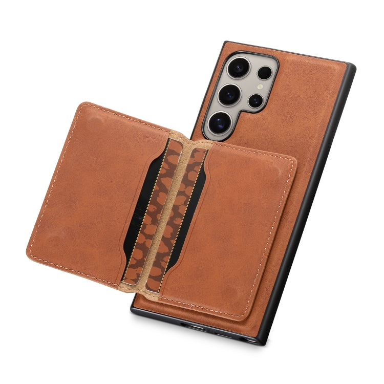 For Samsung Galaxy S23 Ultra 5G Denior D13 Retro Texture Leather MagSafe Card Bag Phone Case