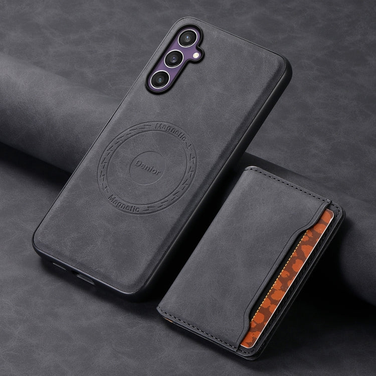 For Samsung Galaxy S23 FE 5G Denior D13 Retro Texture Leather MagSafe Card Bag Phone Case