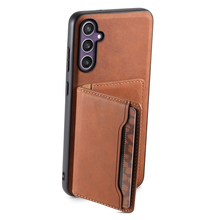 For Samsung Galaxy S23 FE 5G Denior D13 Retro Texture Leather MagSafe Card Bag Phone Case