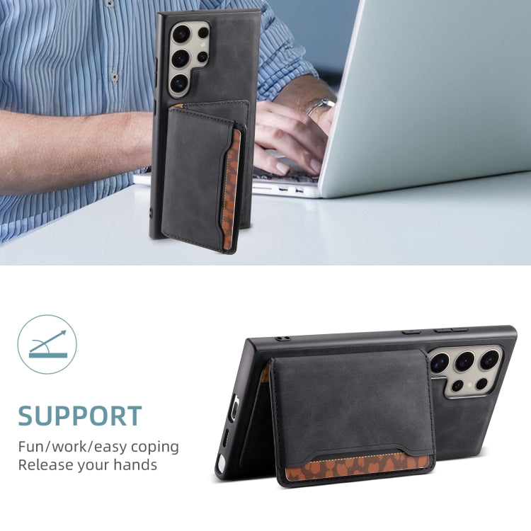 For Samsung Galaxy S24 Ultra 5G Denior D13 Retro Texture Leather MagSafe Card Bag Phone Case