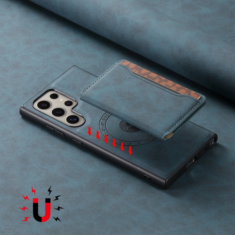 For Samsung Galaxy S24 Ultra 5G Denior D13 Retro Texture Leather MagSafe Card Bag Phone Case
