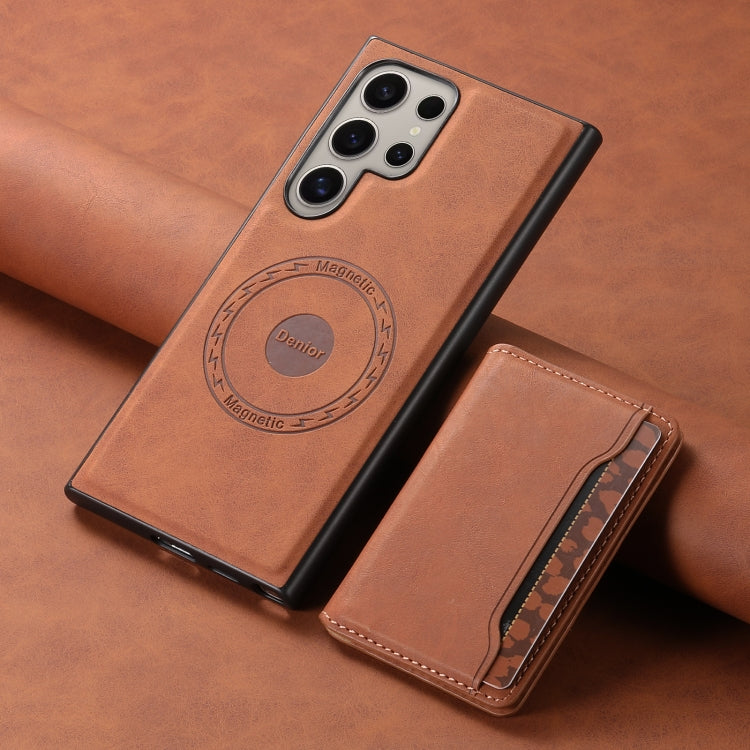 For Samsung Galaxy S24 Ultra 5G Denior D13 Retro Texture Leather MagSafe Card Bag Phone Case