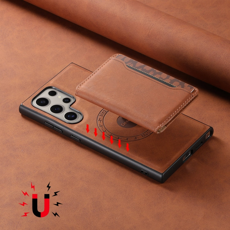 For Samsung Galaxy S24 Ultra 5G Denior D13 Retro Texture Leather MagSafe Card Bag Phone Case