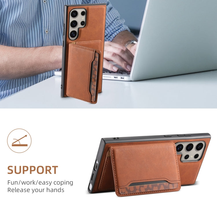For Samsung Galaxy S24 Ultra 5G Denior D13 Retro Texture Leather MagSafe Card Bag Phone Case