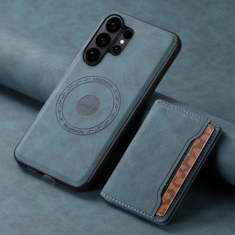 For Samsung Galaxy S26 Ultra 5G Denior D13 Retro Texture Leather MagSafe Card Bag Phone Case
