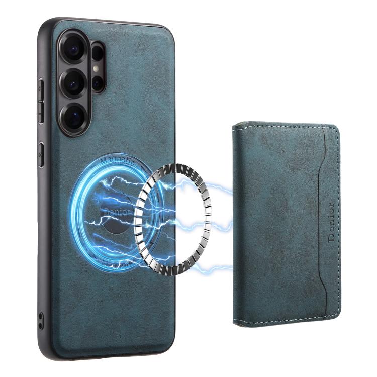 For Samsung Galaxy S26 Ultra 5G Denior D13 Retro Texture Leather MagSafe Card Bag Phone Case