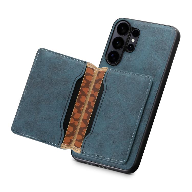 For Samsung Galaxy S26 Ultra 5G Denior D13 Retro Texture Leather MagSafe Card Bag Phone Case