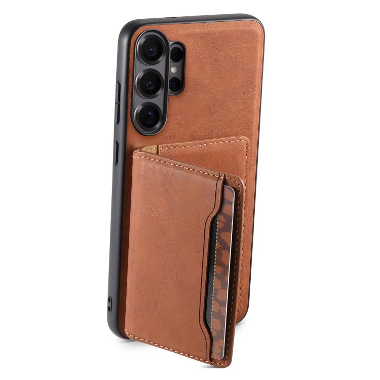 For Samsung Galaxy S26 Ultra 5G Denior D13 Retro Texture Leather MagSafe Card Bag Phone Case