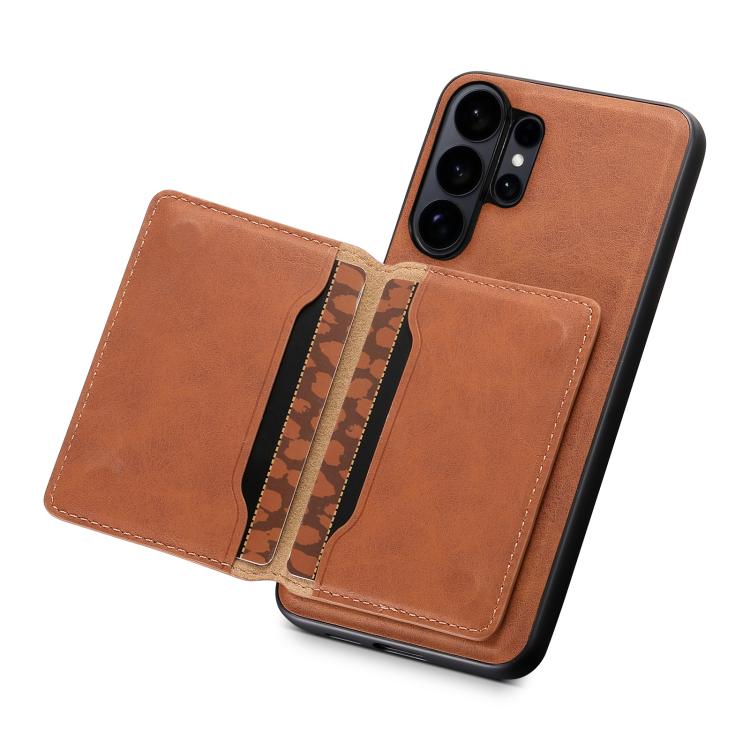 For Samsung Galaxy S26 Ultra 5G Denior D13 Retro Texture Leather MagSafe Card Bag Phone Case